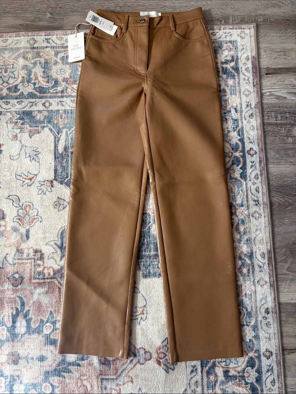 NWT Wilfred Faux Leather Straight-Leg Pants Size 0 Waist 26”